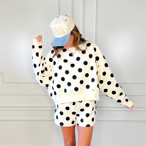 Poppy & Pine Tops - Poppy & Pine Polka Dot Crop Sweatshirt